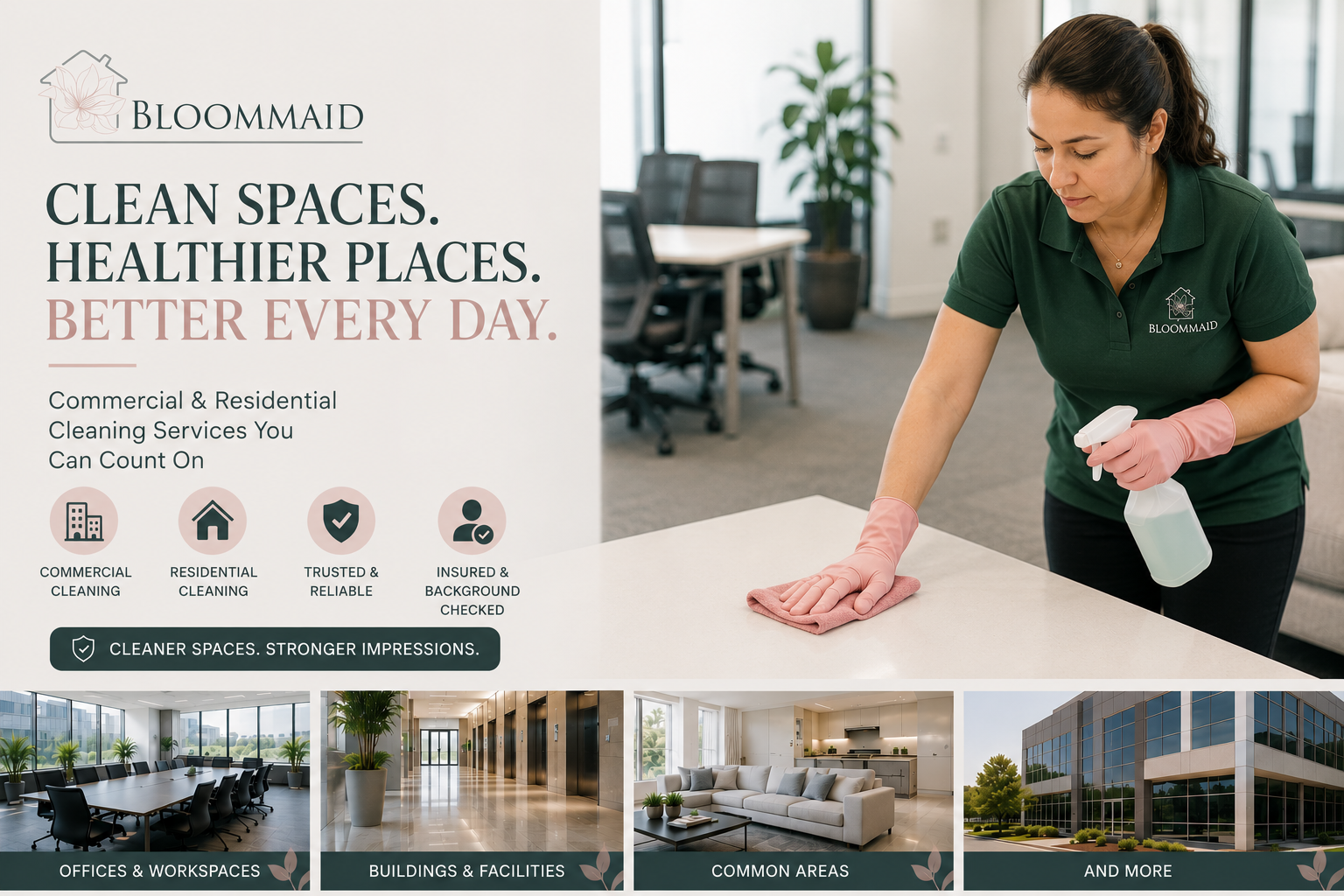 commercial cleaning and residential cleaning by Bloommaid in Hudson and Bergen County NJ